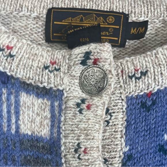 Vintage Eddie Bauer Wool Cardigan Sweater Women Medium Grey Cottagecore Grandma - Picture 4 of 12